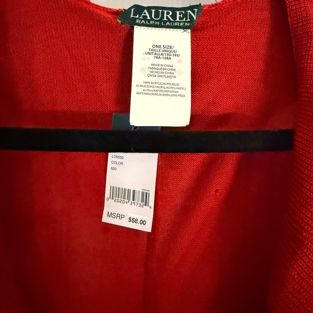 LAUREN Ralph Lauren Red Women's Shawl - Picture 4 of 6